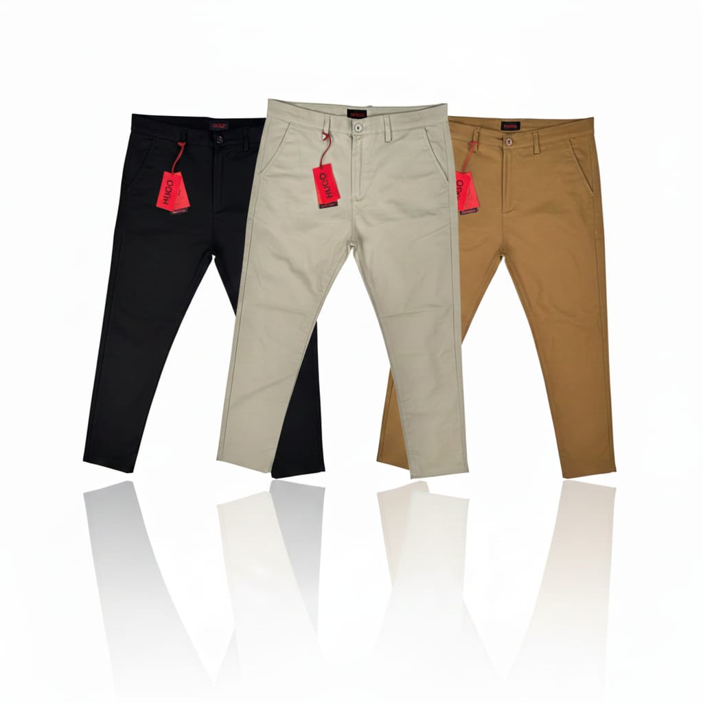 Hogo Boss Twill Pant Cream Black Khaki Combo